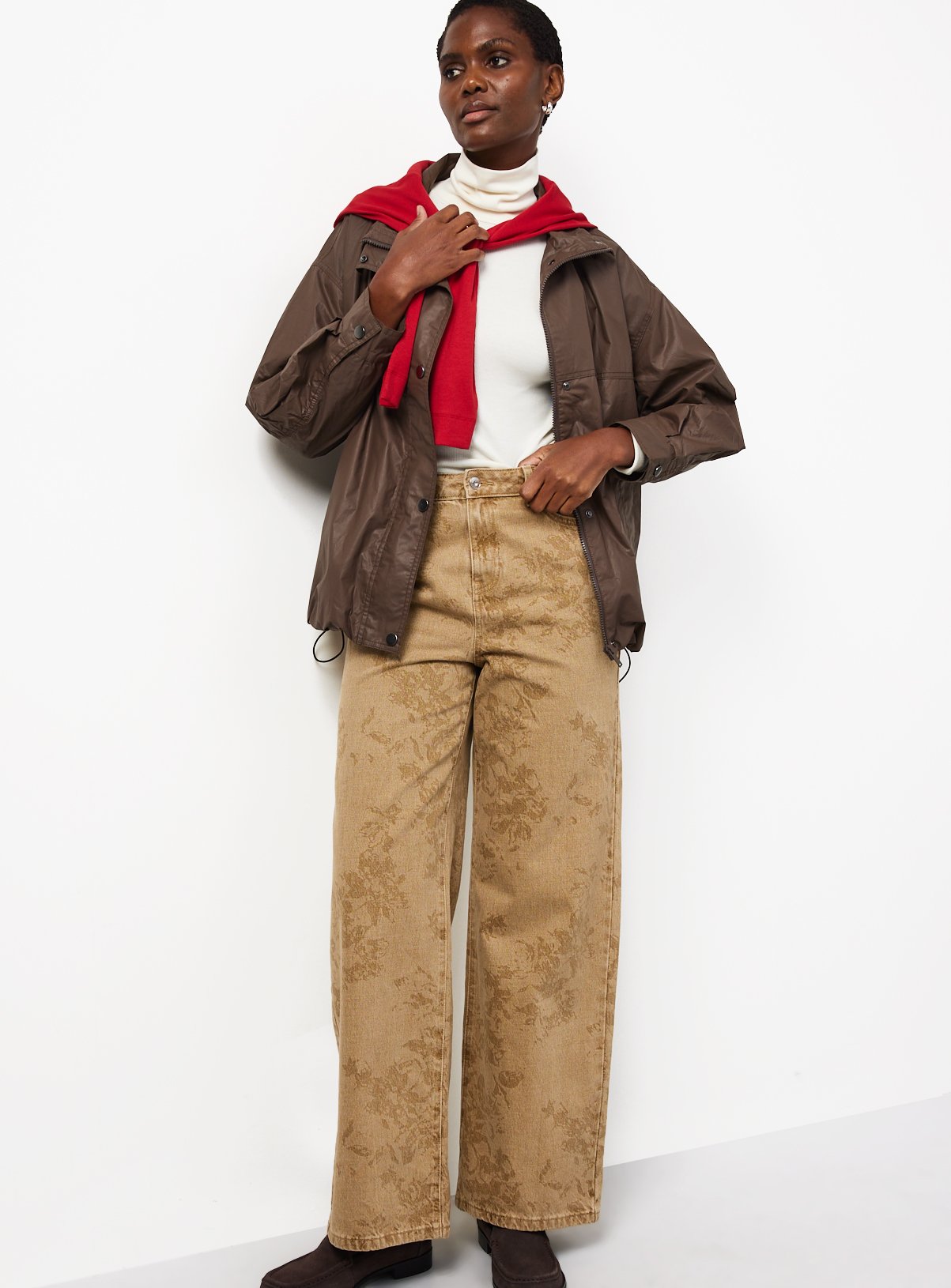 Ochre Floral Wide Leg Jeans 8L - Image 2 thumbnail